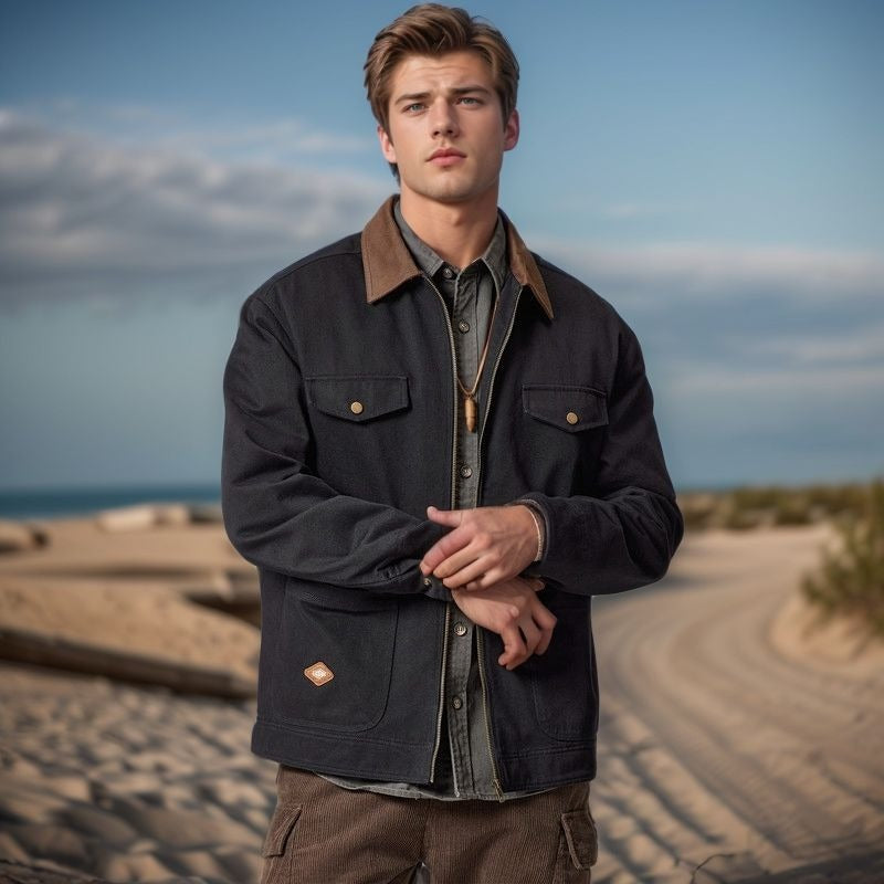 Herren Jacke Utility Style mit Klappentaschen Reißverschluss - BerlinGlamour