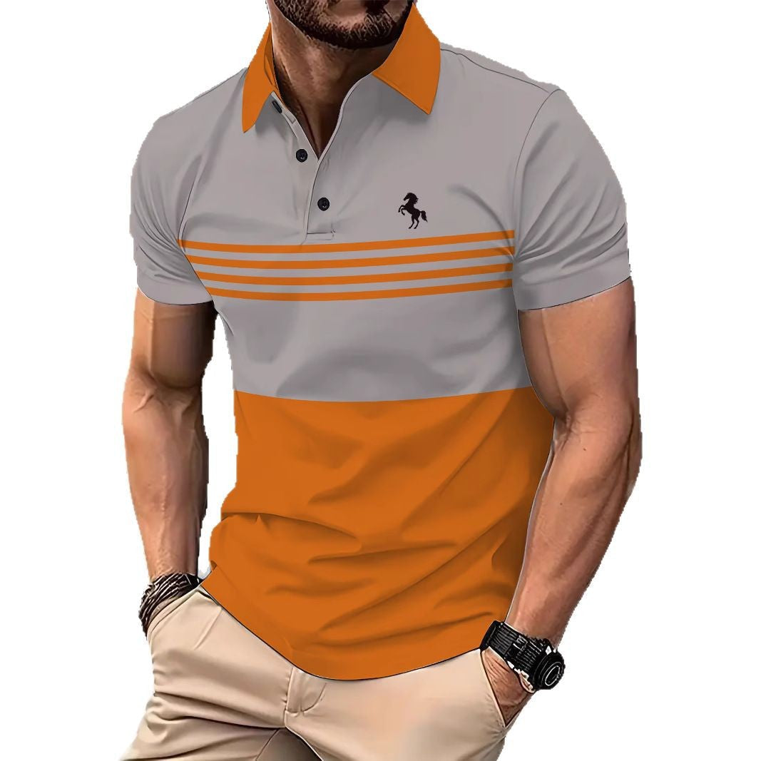 Herren Poloshirt Kurzarm Streifenmuster Modern Berlin Style