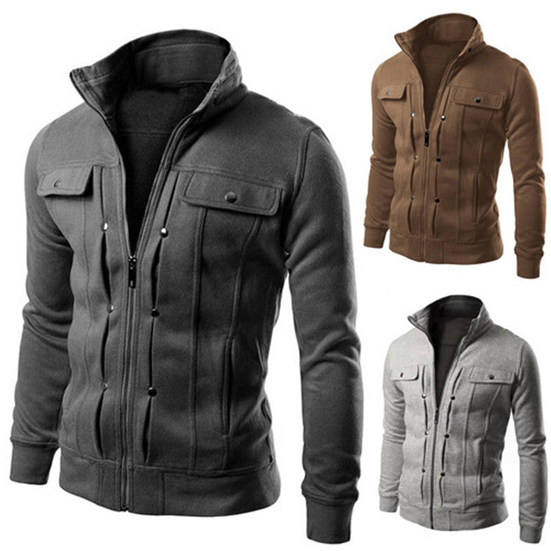 Herren Fleecejacke Modern mit Kragen und Taschen - BerlinGlamour
