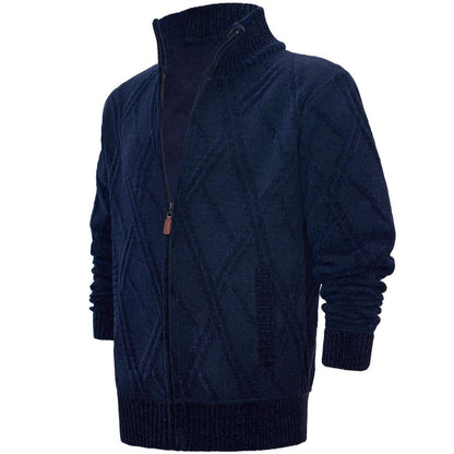 Herren Fleecejacke Hochkragen Strukturiert Warm
