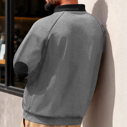 Herren Fleece Pullover Kapuzenpullover Modern Kontrast