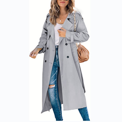 Damen Trenchcoat Elegant mit Gürtel und Knöpfen Modern