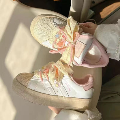 Damen Sneaker Blumen Dekor Komfortabel