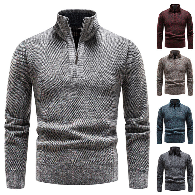 Herren Strickpullover Sportlich Strukturiert Halbzipper - BerlinGlamour