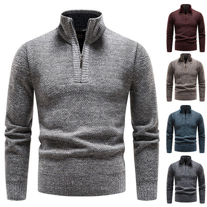 Herren Strickpullover Sportlich Strukturiert Halbzipper - BerlinGlamour