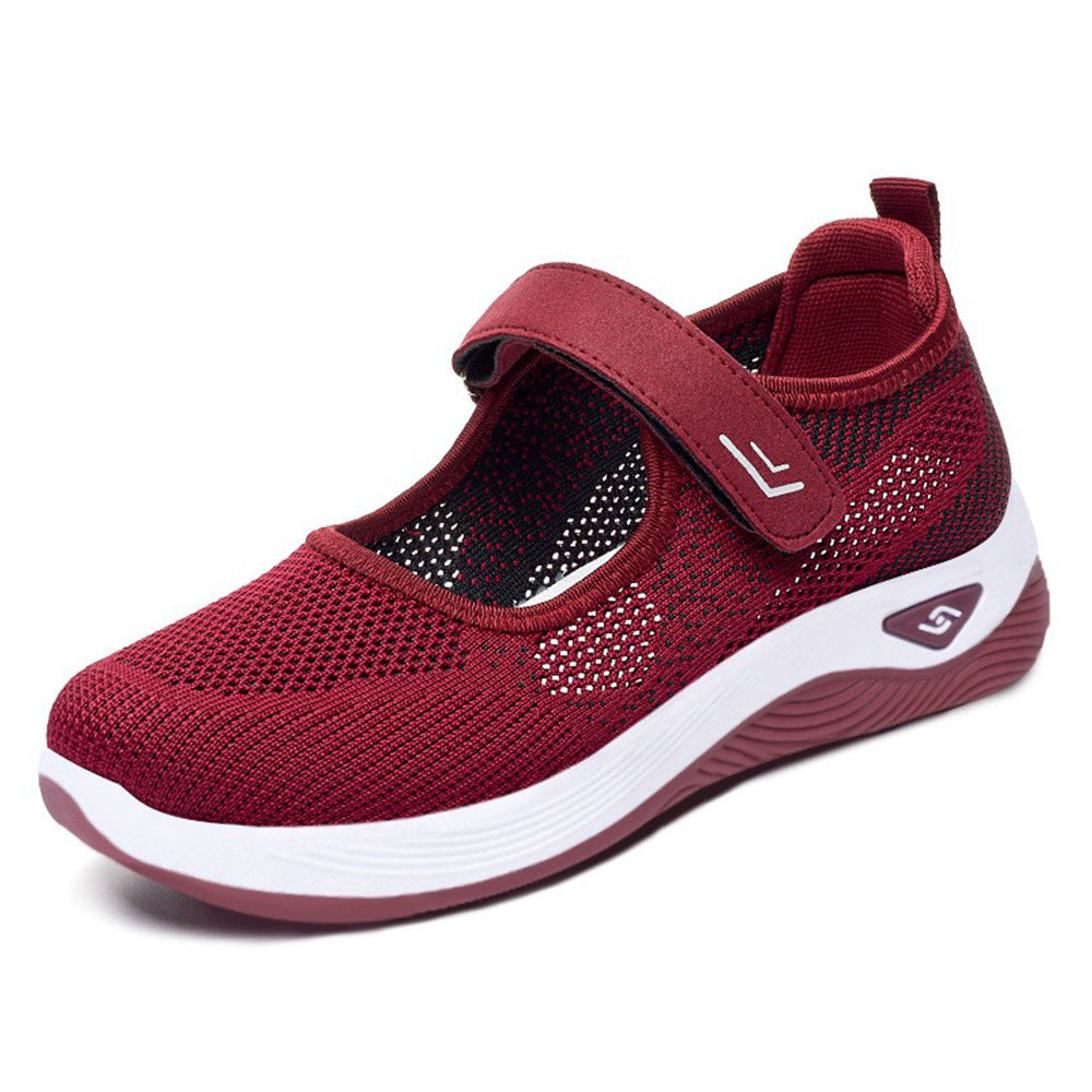 Damen Sportschuhe Bequem Atmungsaktiv Sneaker mit Klettverschluss