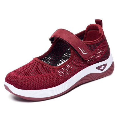 Damen Sportschuhe Bequem Atmungsaktiv Sneaker mit Klettverschluss