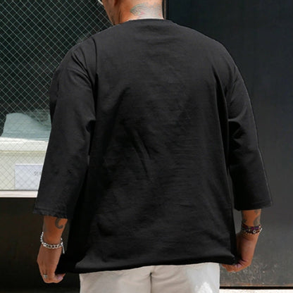 Herren Langarmshirt Atmungsaktiv Baumwolle Lässig