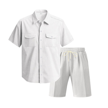 Herren Kurzarm-Hemd-Set Bequem Mit Taschen