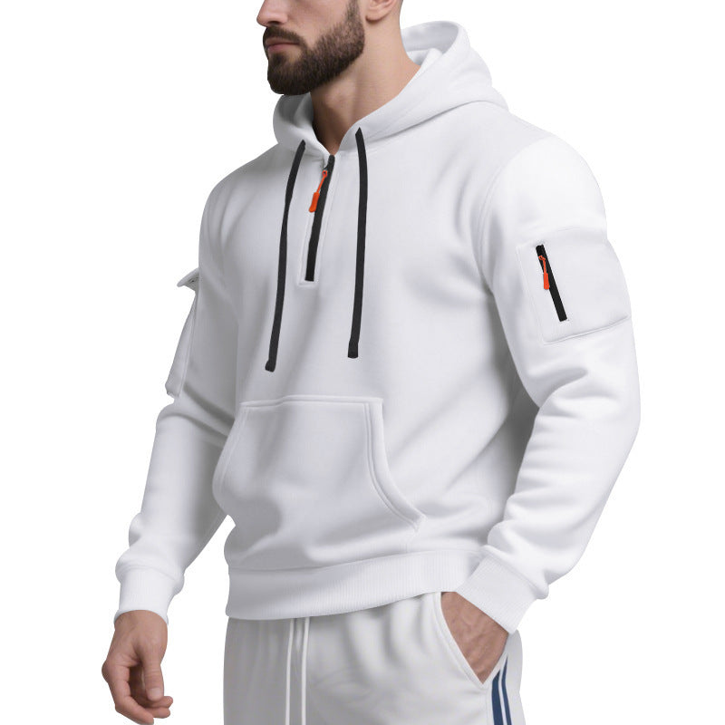 Herren Sport Hoodie Mit Reißverschluss Taschen Schwarz