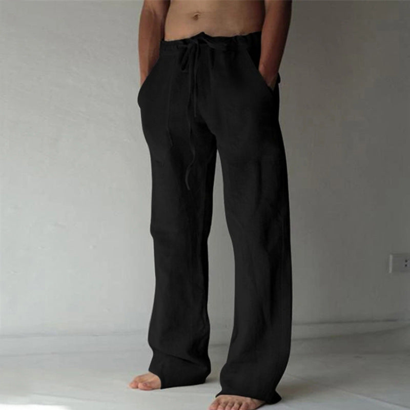 Herren Leinenhose Elastisch Bequem Mit Seitentaschen