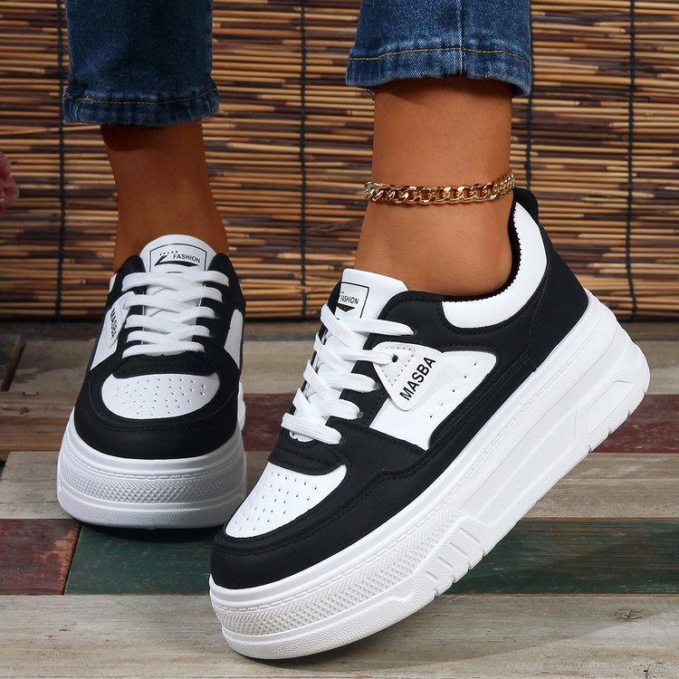Damen Plateau Sneaker Komfortabel Atmungsaktiv