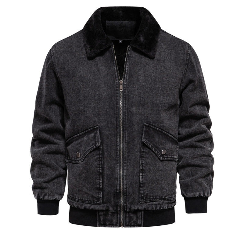Herren Jeansjacke Fleece gefüttert Praktisch