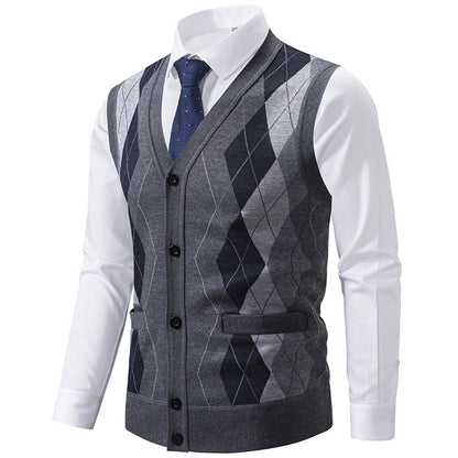 Herren Strickweste Classic Rautenmuster Elegante