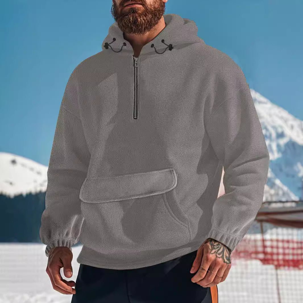 Herren Fleece Pullover Kapuzen Sweatshirt Mit Reißverschluss - BerlinGlamour