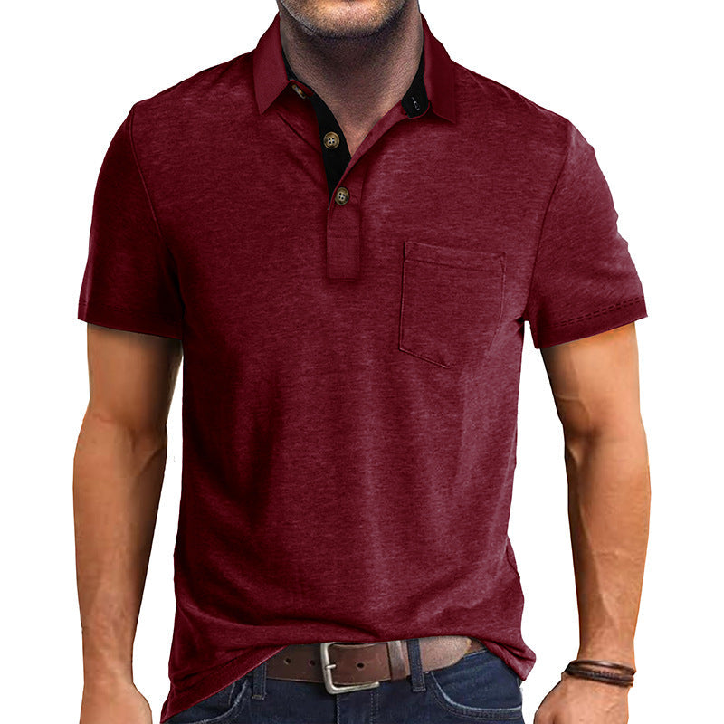 Herren Polo-Shirt Modern Kragen Brusttasche Slim Fit