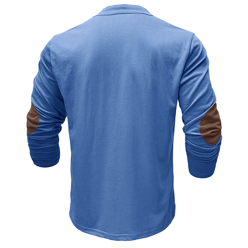 Herren Langarmshirt Mit Latzkordel Kontrastärmel Modern