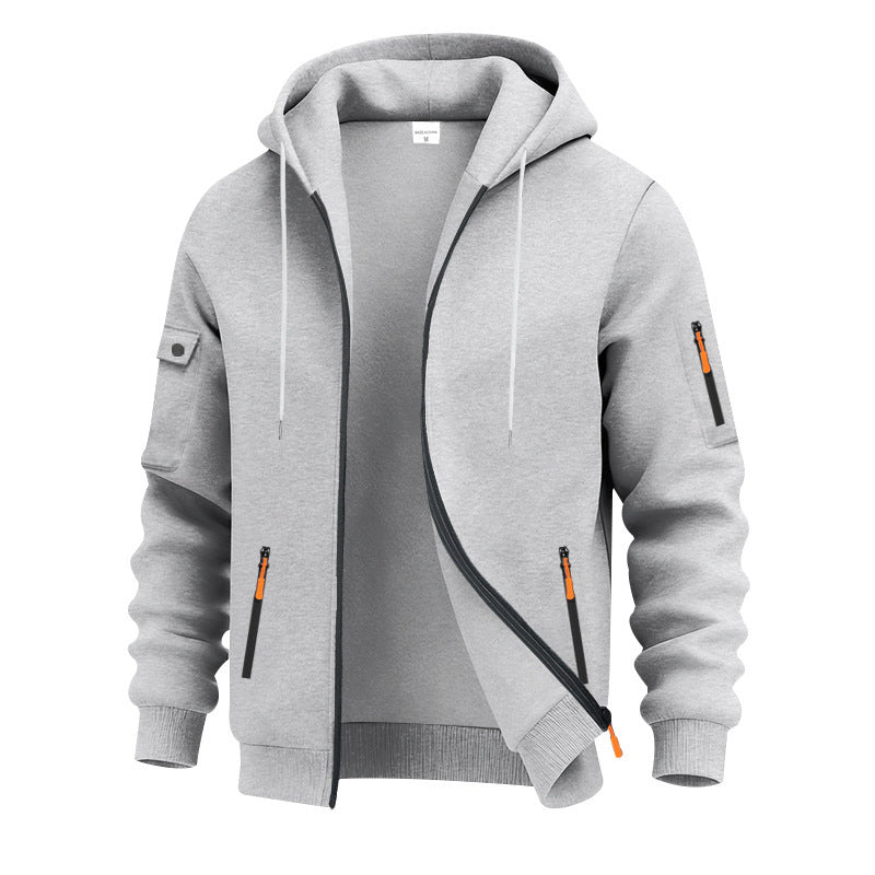 Herren Hoodie Sportlich mit Reißverschlusstaschen Funktionale Outdoorjacke