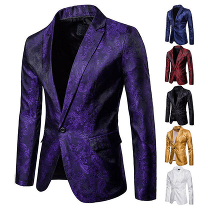 Herren Blazer Elegant mit Floralem Muster und Glanzfinish - BerlinGlamour
