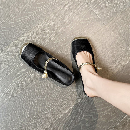 Damen Slides Schick mit Perlenschmuck Elegante Sandalen