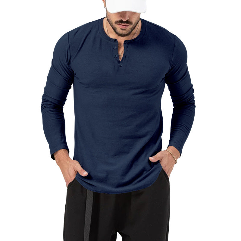 Herren Langarm-Shirt Baumwolle Modern Knöpfe