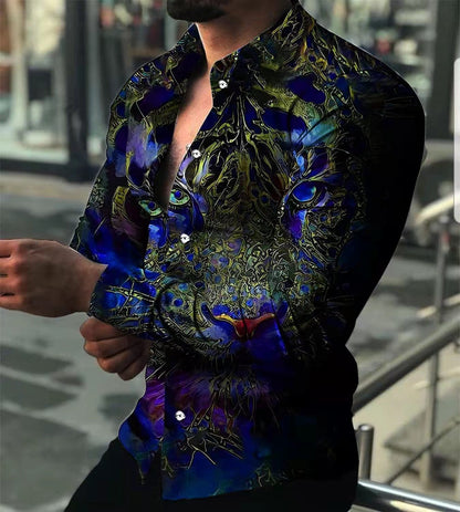 Herren Langarmshirt Modern mit Trendmotiven und Slimfit
