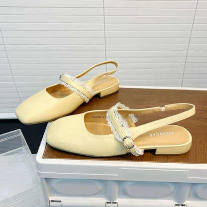 Damen Ballerinas Slingback Spitze Komfort Schuhe - BerlinGlamour