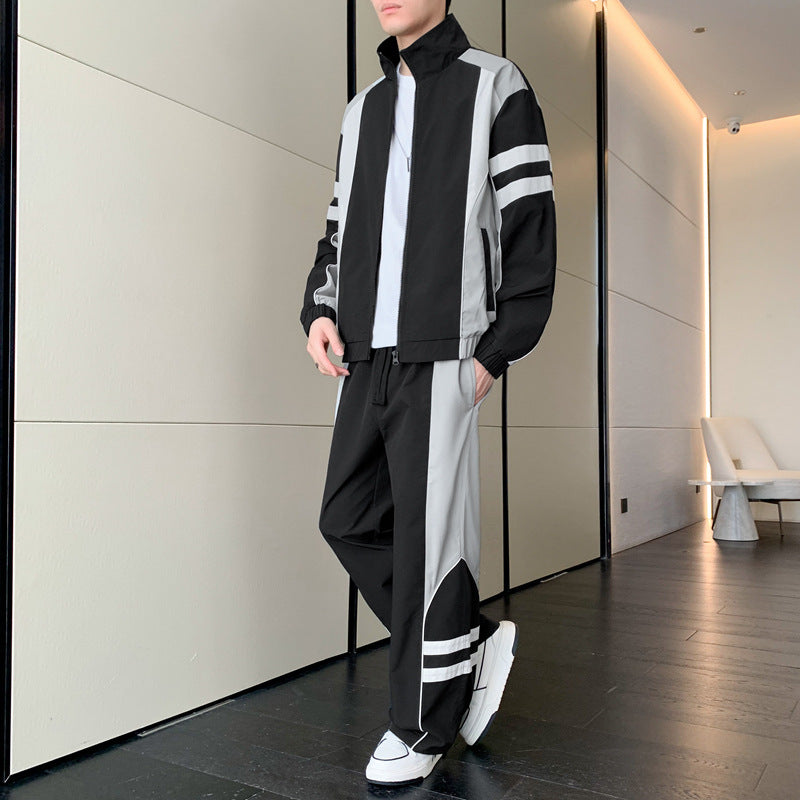 Herren Trainingsanzug Sportlich Atmungsaktiv mit Taschen