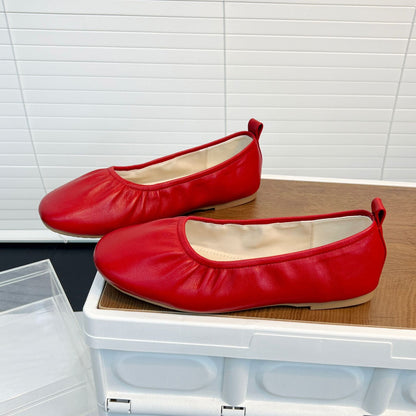 Damen Ballerinas Leder Elastisch Bequem Schuhe