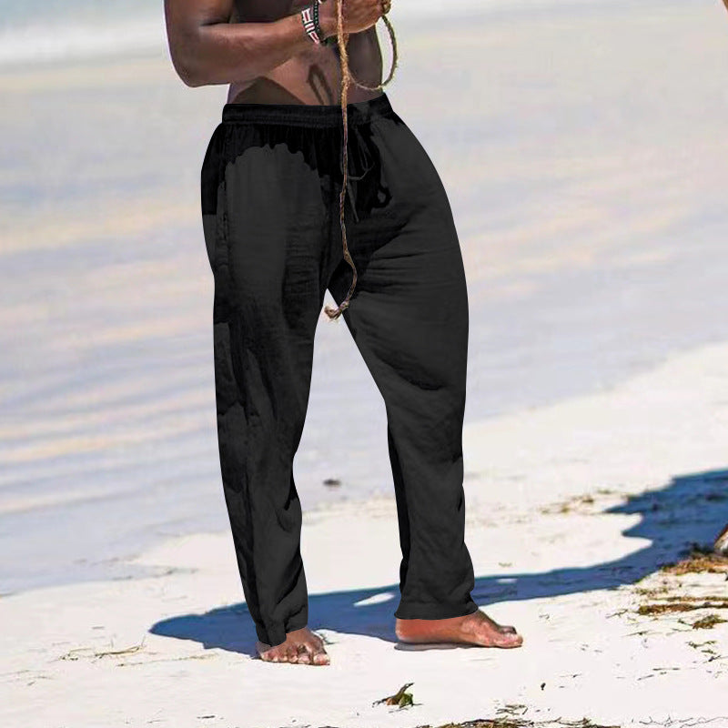Leichte Sommerhose aus Leinen atmungsaktiv Elastischer Bund Herren