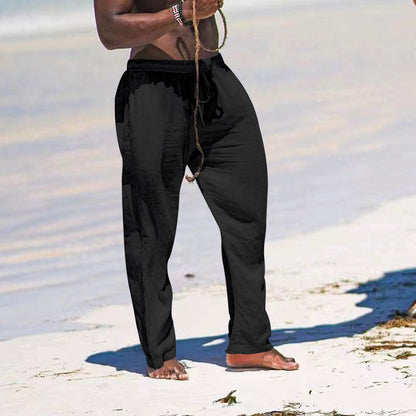 Leichte Sommerhose aus Leinen atmungsaktiv Elastischer Bund Herren