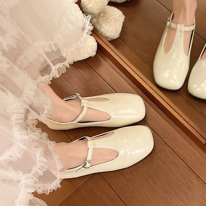 Damen Ballerina Schuhe Bequem Schnallenverschluss Komfort Innensohle