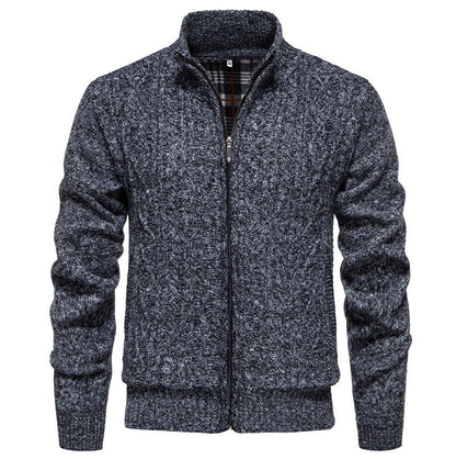 Herren Strickjacke Warm Highneck Reißverschluss