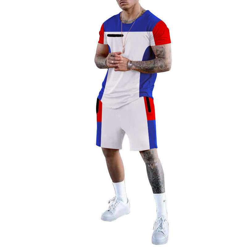 Herren Sportset Kurzarm Modern Farbblock