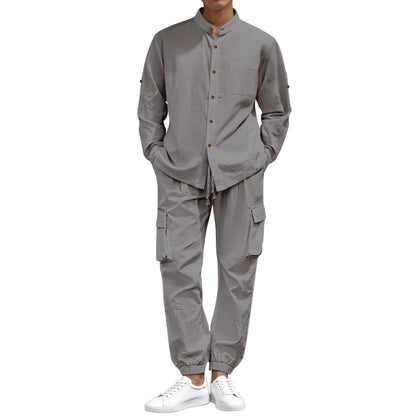 Herren Cargo-Hose Stehkragen Elastisch Bequem