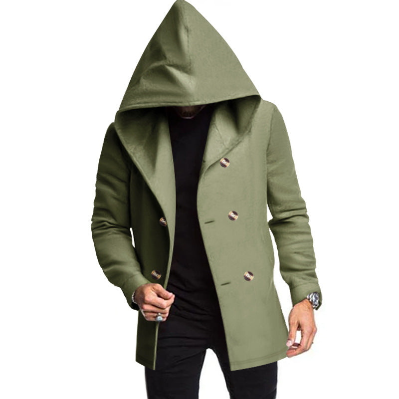 Herren Mantel mit Kapuze Doppelreihig Modern