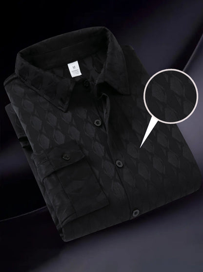 Herren Hemd Modern mit Struktur Muster Hochwertig Elegant