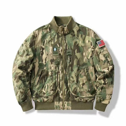 Herren Bomberjacke Camouflage Warm Mit Vielen Taschen
