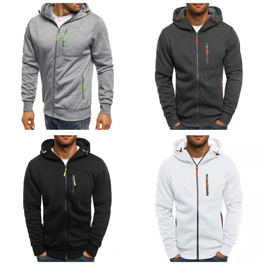 Herren Sportjacke Kapuzenjacke Atmungsaktiv Reißverschluss Taschen - BerlinGlamour