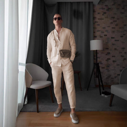 Herren Langarmhemd Elegantes Strukturiertes Design Knöpfe