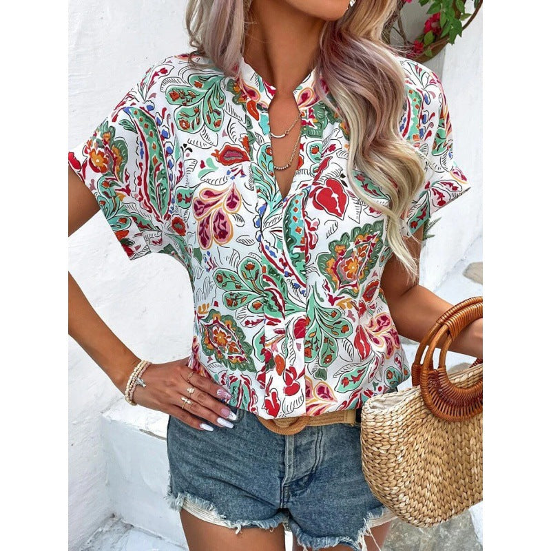 Damen Bluse Floral Luftige Ärmel Sommer