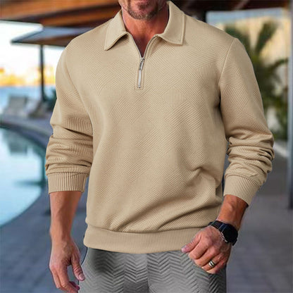 Herren Pullover Stehkragen Reißverschluss Strukturiert Elegant - BerlinGlamour