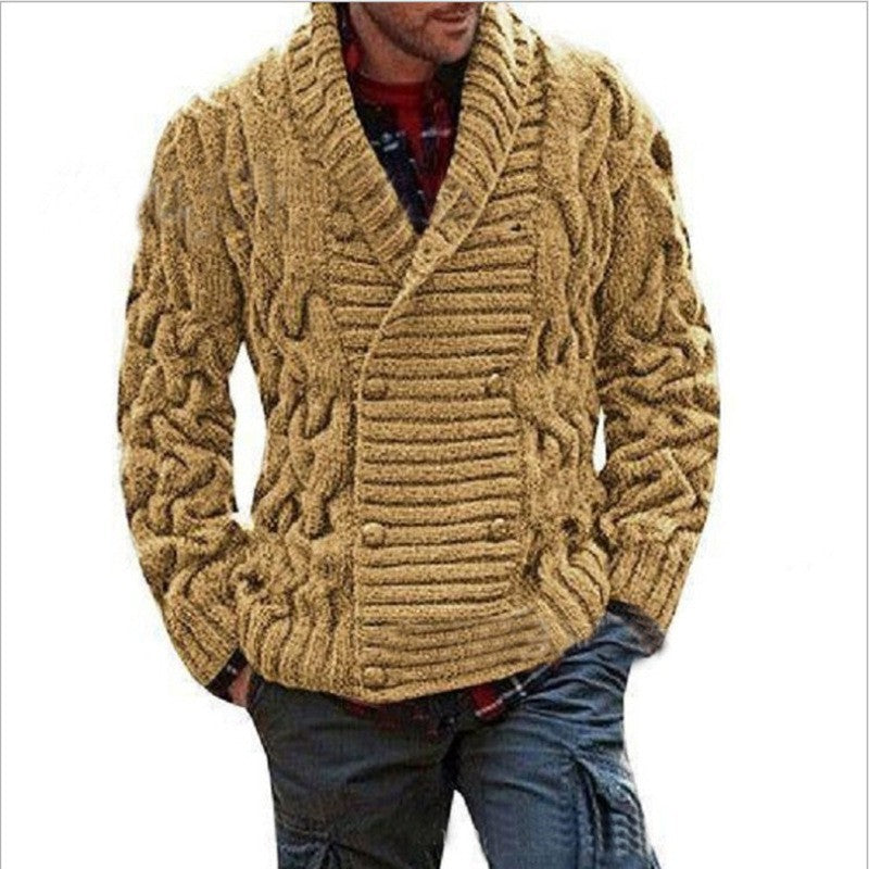 Herren Strickjacke Grobstrick Modern Zopfmuster