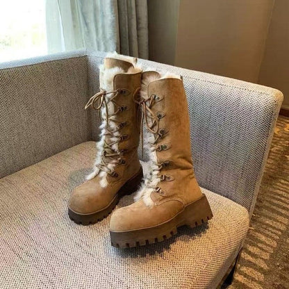 Damen Winterstiefel Warm Fellkragen Rutschfest Schnee - BerlinGlamour