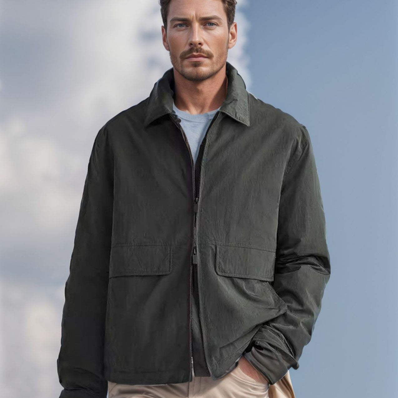Herren Übergangsjacke Lässig mit Außentaschen Modern - BerlinGlamour