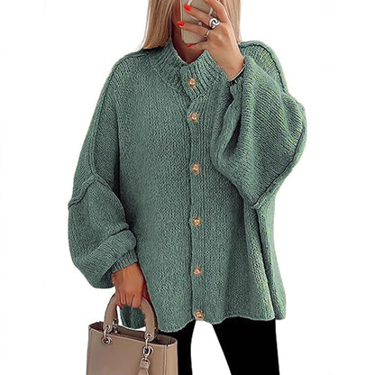 Große Damen Strickjacke Oversized Knopfverschluss