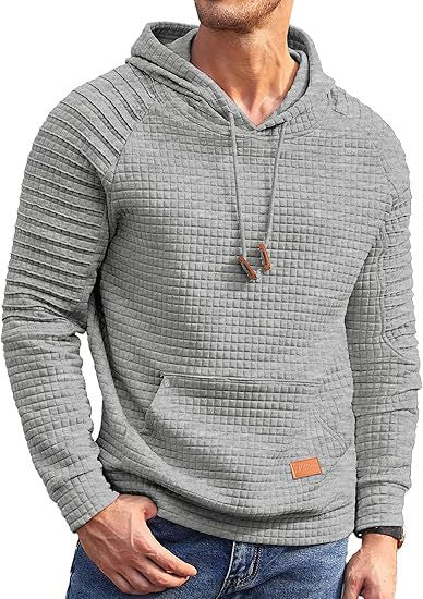 Herren Kapuzenpullover Lässig Strukturiert Grau