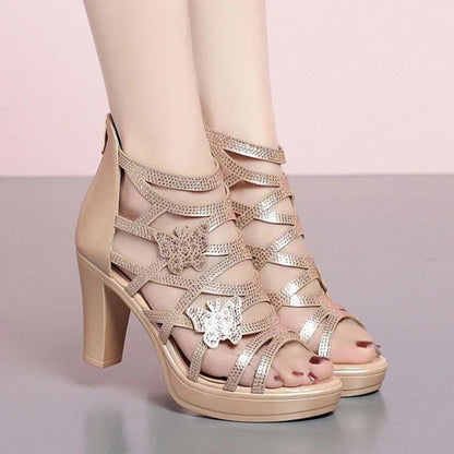 Damen Plateau-Sandaletten Elegantes Design Schmetterling Dekor