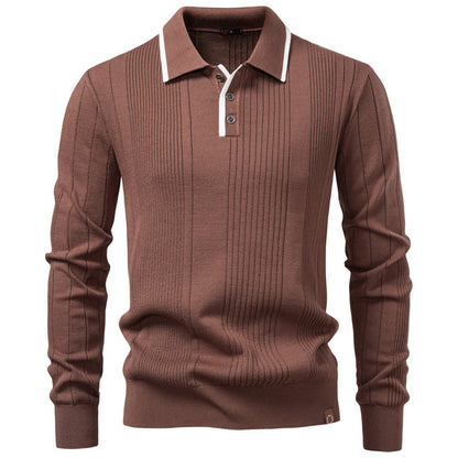 Herren Polohemd Langarm Slim Fit Modern