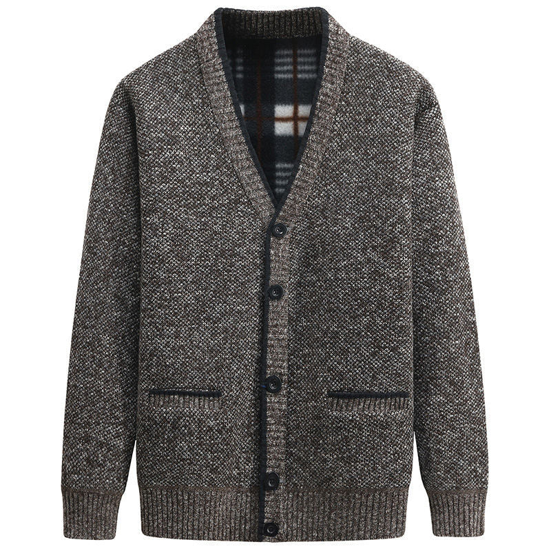 Herren Strickjacke Kariert Praktisch Mit Taschen